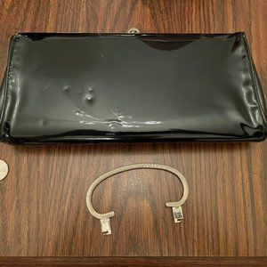 VINTAGE! BLACK HANDBAG WITH METAL HANDLE